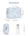 Narwey Small Hanging Travel Toiletry Bag for Women, Travel Bag for Toiletries, Floral Makeup Bag Organizer Cute Cosmetic Bags Make Up Bags for Girls (Blue Flower)