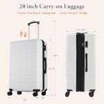 Sweetcrispy Carry on Luggage, Hard Shell ABS Suitcase with Double Spinner Wheels, Lightweight Expandable Rolling Suit Case with TSA Lock, 20 Inch Cream White