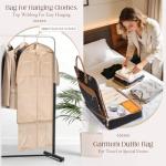 RAINSMORE Garment Bag for Travel Womens Hanging Suit & Dress Travel Bag Foldable Garment Duffle with Pockets & Strap, Carry On Compatible