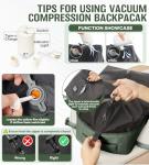 Large Vacuum Travel Backpack with Pump for Women,Airback Personal Item Carry on Backpacks Flight Approved 18x14x8 inches for Men,Laptop Waterproof Work Compression bags Casual Daypack,BrownGreen