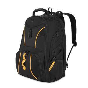 SWISSGEAR 1900 ScanSmart TSA Laptop Backpack Fits 17 Inch Laptop with RFID Protection and Tablet Pocket, Black/Gold, 19-Inch