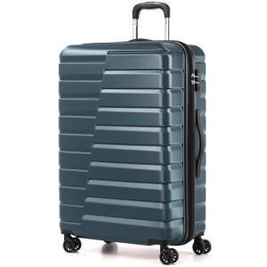 Coolife Larage Luaggage Hardside Expandable Suitcase with Spinner Wheels Checked 28-Inch（Teal Blue）