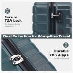 Coolife Larage Luaggage Hardside Expandable Suitcase with Spinner Wheels Checked 28-Inch（Teal Blue）