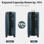 Coolife Larage Luaggage Hardside Expandable Suitcase with Spinner Wheels Checked 28-Inch（Teal Blue）