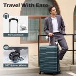 Coolife Larage Luaggage Hardside Expandable Suitcase with Spinner Wheels Checked 28-Inch（Teal Blue）