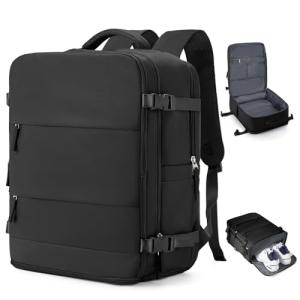 coowoz Large Travel Backpack Carry On for Women Man Black Waterproof Gym Backpack with Laptop Compartment Mochila de Viaje Teacher Personal Item Backpack Rucksack Airplane Accessories Must Haves