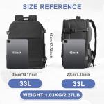 coowoz Large Travel Backpack Carry On for Women Man Black Waterproof Gym Backpack with Laptop Compartment Mochila de Viaje Teacher Personal Item Backpack Rucksack Airplane Accessories Must Haves