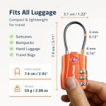 4 Pack TSA Approved Travel Combination Cable Luggage Locks for Suitcases & Backpacks - Orange