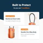 4 Pack TSA Approved Travel Combination Cable Luggage Locks for Suitcases & Backpacks - Orange