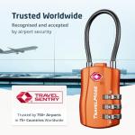 4 Pack TSA Approved Travel Combination Cable Luggage Locks for Suitcases & Backpacks - Orange