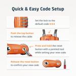 4 Pack TSA Approved Travel Combination Cable Luggage Locks for Suitcases & Backpacks - Orange