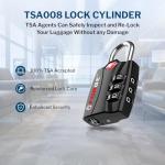 Forge TSA Luggage Combination Lock - Open Alert Indicator, Easy Read Dials, Alloy Body- Ideal for Travel, Lockers, Bags (Black 4PK)