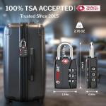 Forge TSA Luggage Combination Lock - Open Alert Indicator, Easy Read Dials, Alloy Body- Ideal for Travel, Lockers, Bags (Black 4PK)