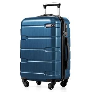 Coolife Luggage Suitcase PC+ABS Spinner Built-In TSA lock 20in 24in 28in Carry on (Caribbean Blue., S(20in_carry on))