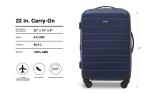Wrangler Smart Luggage Set with Cup Holder and USB Port, Navy Blue, 20-Inch Carry-On