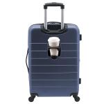 Wrangler Smart Luggage Set with Cup Holder and USB Port, Navy Blue, 20-Inch Carry-On