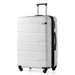 Coolife Expandable Large Checked Luggage Hardside PC+ABS Suitcase with TSA Lock, Lightweight Rolling Carry On with Spinner Wheels(White, 28in)