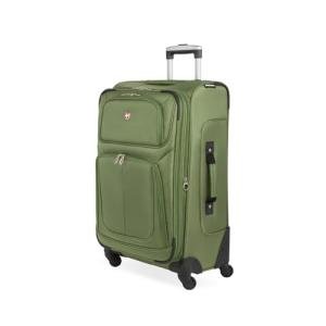 SWISSGEAR Sion Softside Expandable Spinner Luggage Durable Lightweight Travel Suitcase, Evergreen, Checked-Medium 25-Inch