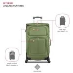 SWISSGEAR Sion Softside Expandable Spinner Luggage Durable Lightweight Travel Suitcase, Evergreen, Checked-Medium 25-Inch
