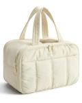 BAGSMART Travel Toiletry Bag, Puffy Large Toiletry Bag for Women, Lightweight Cosmetic Makeup Bag Organizer with Handle for Traveling, Accessories, Essentials, Toiletries （Beige