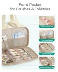 BAGSMART Travel Toiletry Bag, Puffy Large Toiletry Bag for Women, Lightweight Cosmetic Makeup Bag Organizer with Handle for Traveling, Accessories, Essentials, Toiletries （Beige