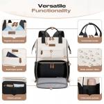 Maelstrom Travel Backpack for Women Men,Laptop Backpack Fits 15.6-17.3 Inch Laptop, Nurse/Teacher/Work Bag with Insulated Lunch Box,Water Resistant Carry On Backpack,Black-Beige