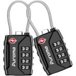 Puroma 2 Pack TSA Approved Luggage Locks, 4 Digit Combination Travel Locks Resettable Code Lock with Zinc Alloy Body for Suitcase, Toolbox, Backpack, Bag, Gym Locker (Black)