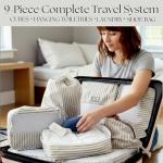 Foxy Traveler 9 Set Packing Cubes - Suitcase Organizer, Cute Packing Cubes, Travel Bags Organizer for Luggage with Hanging Toiletry and Shoe Bag, Travel Essentials for Women, Men and Kids -Stripe