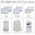 Foxy Traveler 9 Set Packing Cubes - Suitcase Organizer, Cute Packing Cubes, Travel Bags Organizer for Luggage with Hanging Toiletry and Shoe Bag, Travel Essentials for Women, Men and Kids -Stripe
