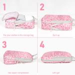 Lemoobolsa 4 Set Compression Packing Cubes For Travel Bags Organizer For Luggage Suitcase Organizer, Compression Bags For Travel Accessories Luggage Storage Set (4 Pcs, Pink Leoparda)