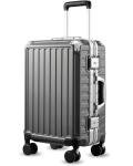 Carry On Luggage with Spinner Wheels, 8010S Aluminum Frame Zipperless Polycarbonate Hard Shell Suitcase (ZX-Core, Charcoal Metallic, 20 Inch)