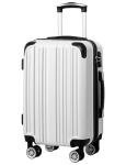 Coolife Luggage Expandable(only 28") Suitcase PC+ABS Spinner 20in 24in 28in Carry on (white grid new, S(20in)_carry on)