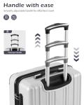 Coolife Luggage Expandable(only 28") Suitcase PC+ABS Spinner 20in 24in 28in Carry on (white grid new, S(20in)_carry on)