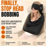3-in-1 Airplane Sleep Support System - Integrated Plane Sleeping Accessories with Memory Foam Long Haul Flight Pillow, Adjustable Travel Eye Mask, and Blanket-Like Body Sling - Fits in Carry On