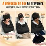 3-in-1 Airplane Sleep Support System - Integrated Plane Sleeping Accessories with Memory Foam Long Haul Flight Pillow, Adjustable Travel Eye Mask, and Blanket-Like Body Sling - Fits in Carry On