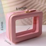 SANHECUN Toiletry bag waterproof cosmetic organizer with handle large opening for travelling (Pink)