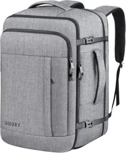 Gieury 60L Backpack, Extra Large Travel Backpack for Men & Women, Expandable Big Capacity For Airplanes, Travel Gifts for Men Women, Fits 18.4 Inch Laptop, Luggage Suitcase Daypack Bag, Grey