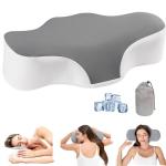 Bespilow Travel Pillow for Sleeping,Cervical Neck Support Pillow for Neck Pain Relief,Lightweight Ergonomic Memory Foam Camping Pillow,Portable Contour Pillows w/Travel Storage Bag,Cooling Cover