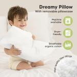 Toddler Pillow with Pillowcase - 13x18 My Little Dreamy Kids Travel Bed Pillows for Sleeping, Organic Cotton Small Pillowcase, Soft & Breathable, Machine Washable, Toddlers 2-5 Years Old (Soft White)