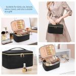 OCHEAL Makeup Bag, Portable Cosmetic Bag, Large Capacity Travel Makeup Case Organizer, Black For Women Toiletry Bag for Girls Traveling With Handle and Divider