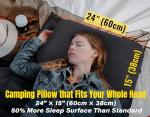 TREKOLOGY Camping Pillow - Large Inflatable (24"x15") for Home-Like Comfort, Portable & Ergonomic, Easy to Clean, Durable & Leak-Proof, Removable Strap for Secure Fit – ALUFT Ultra (Grey)