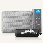 PEUJEW Travel Pillow Memory Foam Pillows, Camping Pillow-Compressible Medium Firm, Breathable Cover, Ideal Backpacking Hiking, Bed Pillows, Airplane and Car (Light Grey, S)