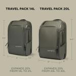 NOMATIC Travel Pack - 20L Water Resistant Laptop Bag - TSA-Ready Expandable Olive Backpack