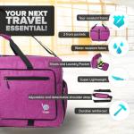 Bago Large Foldable Duffel Bags for Traveling Women & Men - 80L Packable Duffle Bag for Travel with Shoe Compartment - Water Repellant, Heavy Duty, Lightweight Folding & Collapsible (SnowPink)