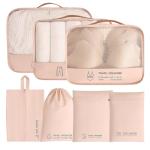 7PCS Packing Cubes for Suitcases Travel Accessories and Essentials Space-Saving Luggage Organizers Light Packing Cubes for Family (Pink)