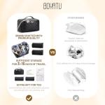 BOYATU Travel Makeup Bag Organizer Cosmetic Bag: 3 Pcs Set Make up Bags for Women with Handle - Waterproof Vegan Leather Toiletry Bags Travel Essentials Pouch with Compartments (01-Black)