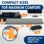 Twist Memory Foam Travel Pillow - Comfortable & Adjustable Neck Pillow for Traveling with Soft Washable Velvet Cover, Eye Mask & Earplugs - Long Flight Essentials | for 360° Neck Support, Chin, Lumbar