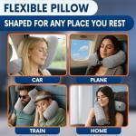 Twist Memory Foam Travel Pillow - Comfortable & Adjustable Neck Pillow for Traveling with Soft Washable Velvet Cover, Eye Mask & Earplugs - Long Flight Essentials | for 360° Neck Support, Chin, Lumbar