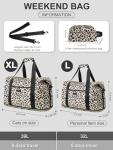 Expandable Travel Duffle Bag, Waterproof Weekender Overnight Bags for Women Men Hospital Bag for Women Labor Delivery Carry on Bag with Toiletry Bag for Travel Gym Airplanes(Leopard, X-Large)