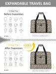 Expandable Travel Duffle Bag, Waterproof Weekender Overnight Bags for Women Men Hospital Bag for Women Labor Delivery Carry on Bag with Toiletry Bag for Travel Gym Airplanes(Leopard, X-Large)